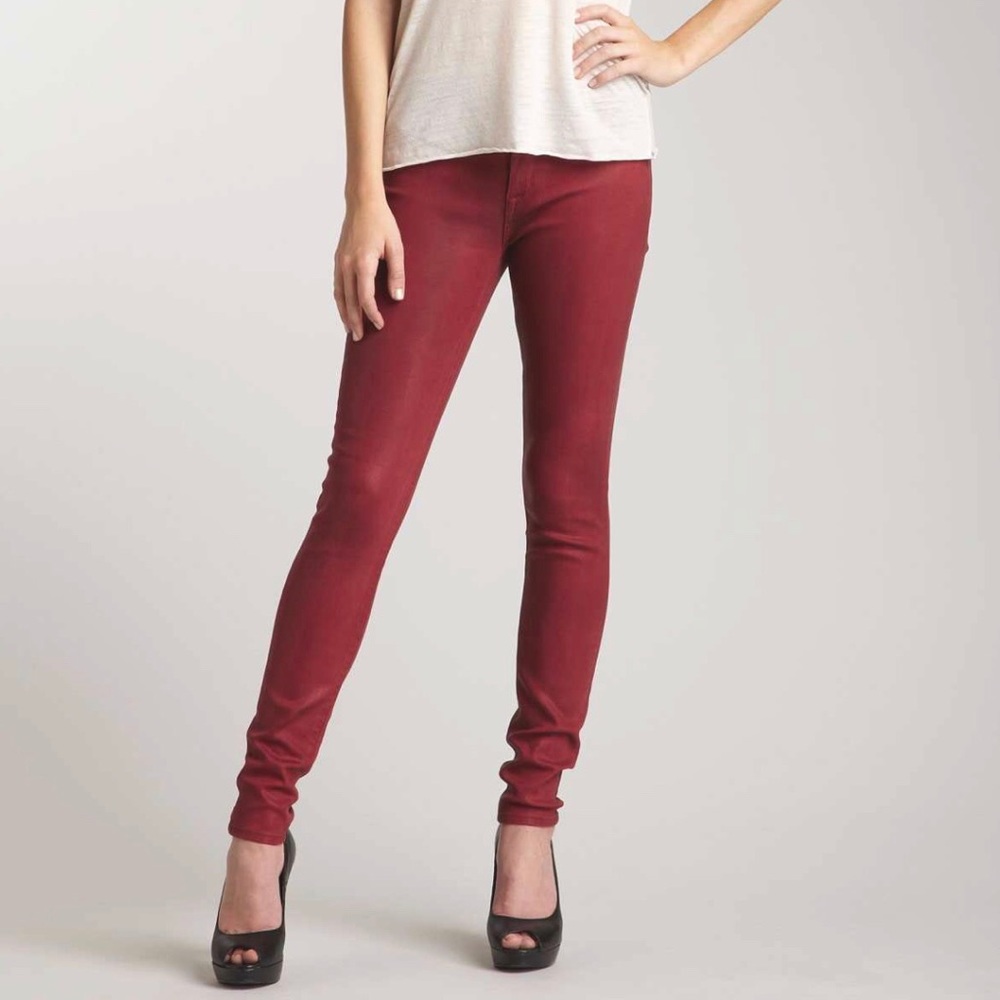 Hudson Nico Super Skinny Mid-Rise Red Jeans 30